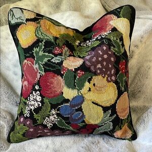 Vintage| HandStitched | Embroidered |Fruity |Velvet |Accent PillowCover |15”x15”